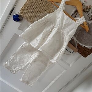 Ruffle Hem Eyelet Two-Piece Outfit